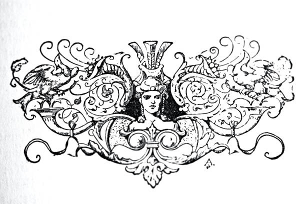 istock Engraving of decal flourish, ancient print 1186432128