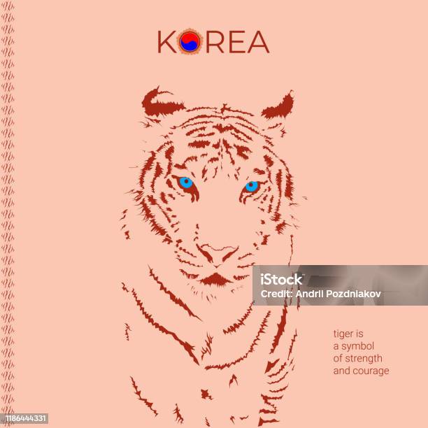The Tiger Is One Of The Main Symbols Of South Korea Made In Redbeige Colors  The