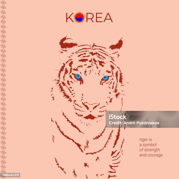 The Tiger Is One Of The Main Symbols Of South Korea Made In Redbeige Colors The The Tiger Is One Of The Main Symbols Of South Korea Made In Redbeige Colors The