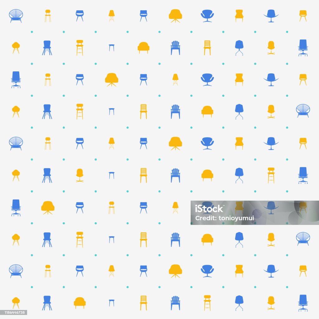 Furniture Room Interior Elements Seamless Pattern Vector Pattern Of ...