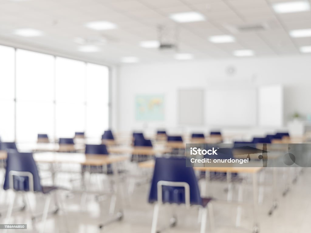 Defocused Empty Classroom Classroom Stock Photo