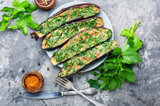 istock Halved baked eggplant 1186450539