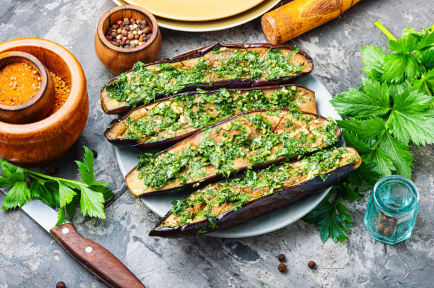 istock Halved baked eggplant 1186450561