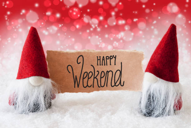 istock Santa Claus, Red Hat, Happy Weekend, Red Background 1186456302