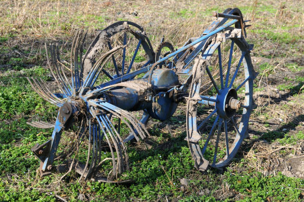 istock close-up of old hay tedder on field 1186460107