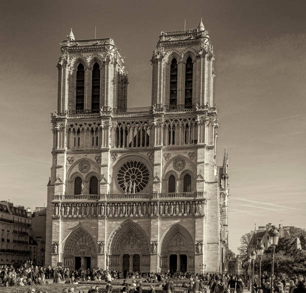 istock Notre Dame, Paris, black and white with sepia 1186469071