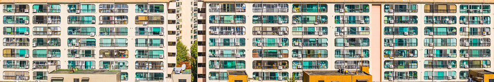 Facade of a building with many windows. Modern architecture. Office building.