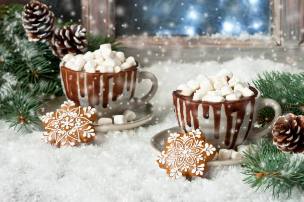 istock Christmas time composition with cookies and hot chocolate in mug 1186477745