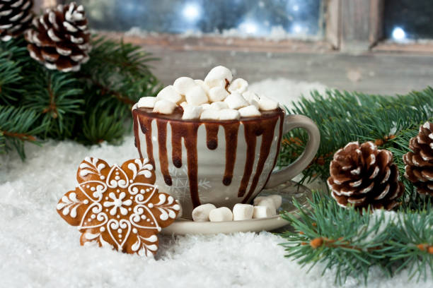istock Christmas time composition with cookies and hot chocolate in mug 1186477763