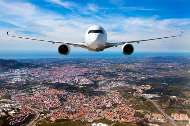 istock Front view of a passenger airplane 1186480587