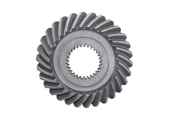 白い背景に隔離された螺旋状のベベルギア - spiral bevel gear ストックフォトと画像