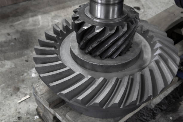 기어 기계 부품은 작업장에 - spiral bevel gear 뉴스 사진 이미지