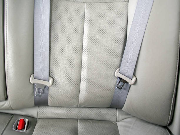 istock empty car back seat with two gray seat belt (safety belt) 1186481688