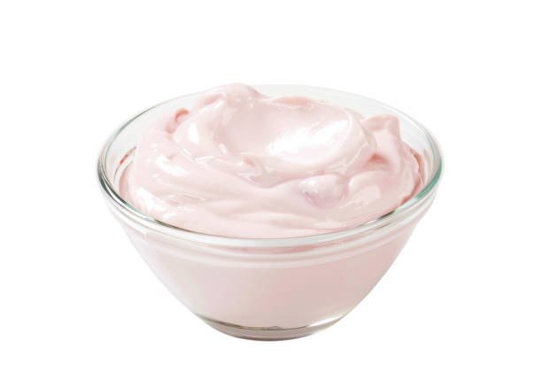 istock bowl of light pink yogurt 1186482281