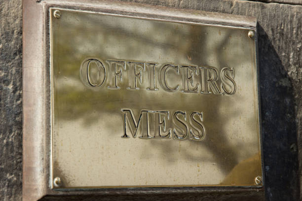 istock Metallic sign plate Officers Mess in brick wall from Edinburgh castle 1186491008