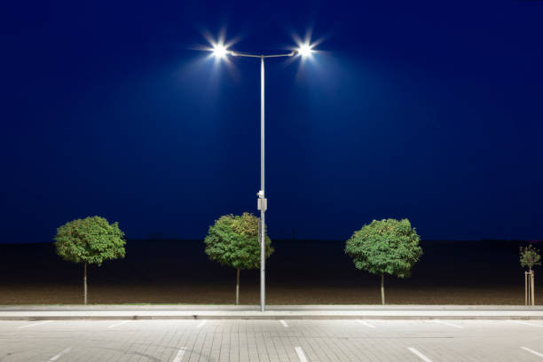 istock modern LED streetlight, isolated, one lamp, night 1186496642