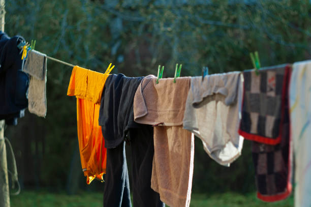 istock Pinned clothing drying outdoor 1186504652