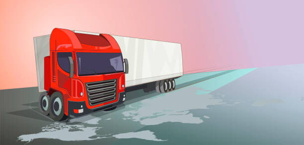 ilustrações de stock, clip art, desenhos animados e ícones de delivery service concept. transportation vehicle, delivery transport, cargo logistic concept. city logistics. - delivery van truck freight transportation cargo container