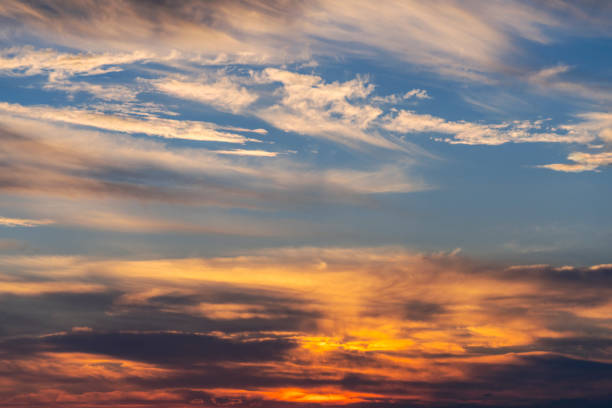 istock Shot of a sunset sky and orange clouds. 1186506294