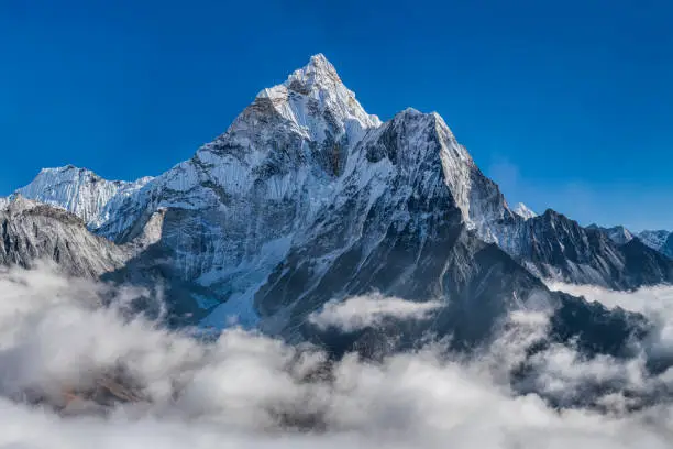Photo of Panorama of beautiful  Mount Ama Dablam in  Himalayas, Nepal