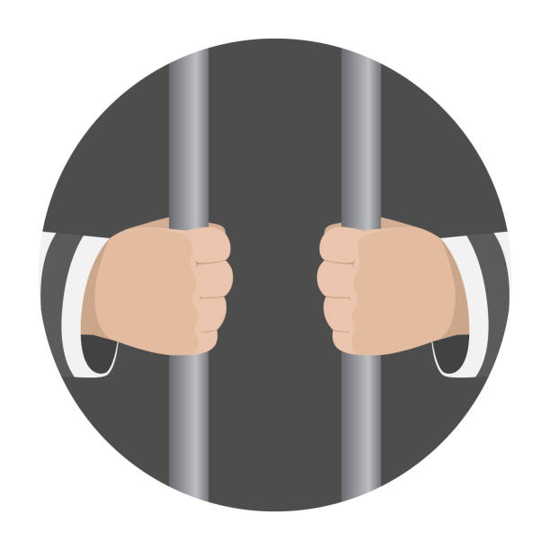 Cartoon Prisoner Holding Prison Bars Vector Illustration 2889616 Vector Art  at Vecteezy