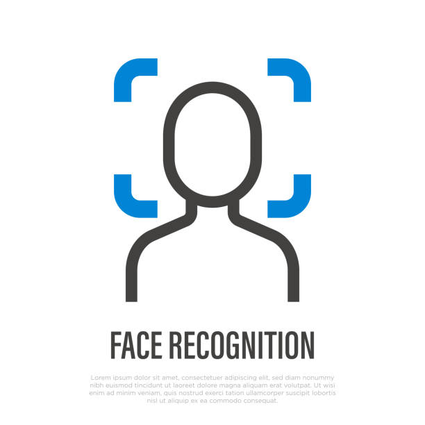 顔認識、認証のためのスキャン。スマートフォンの保護。ベクターの図。 - 顔認証点のイラスト素材／クリップアート素材／マンガ素材／アイコン素材