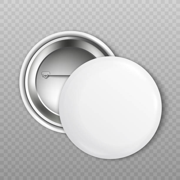 istock Mockup set of blank white round badge from front and back sides realistic style 1186524735