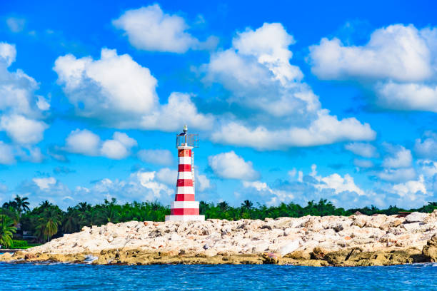 istock striped lighthouse on the caribbean 1186533351