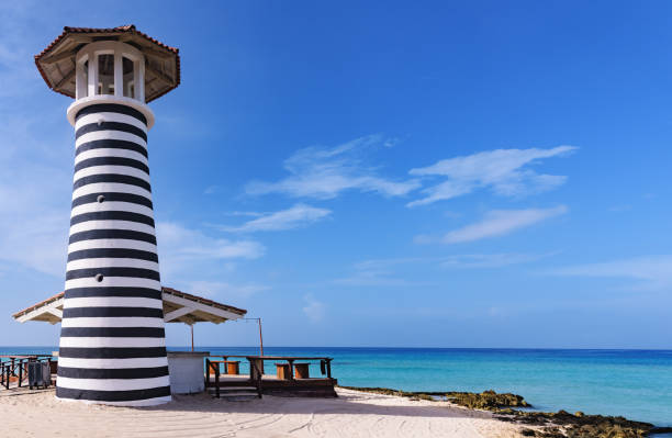 istock striped lighthouse on the caribbean 1186533427