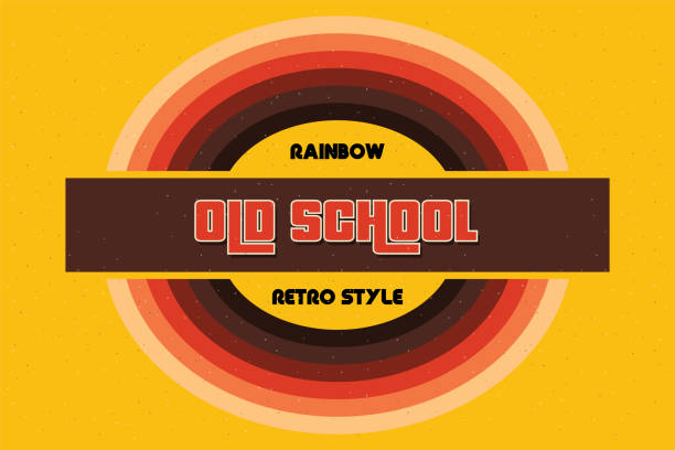 Funky Old School Vintage Headline Text on Retro Colors with Background and Texture vector art illustration