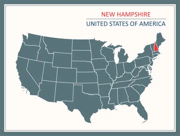 Vector illustration of New Hampshire outline vector map USA printable