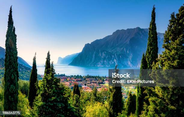Beautiful Aerial View Of Torbole Lake Garda And The Mountains Italy Stock Photo - Download Image Now