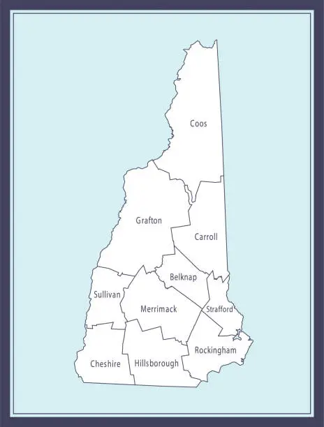 Vector illustration of New Hampshire county map downloadable