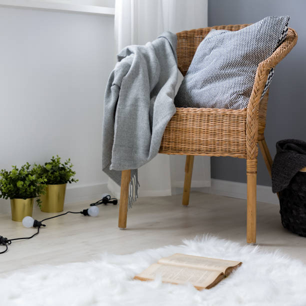 istock Comfortable and stylish wicker chair 1186545544