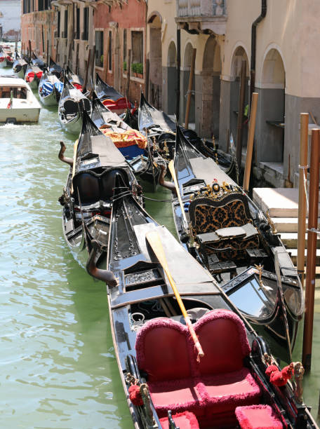 istock gondolas in the navigable canal in Venice 1186546755