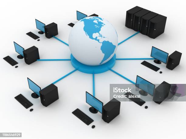Networked Computer Serve Computer Network Server Cloud Computing Internet Stock Photo - Download ...