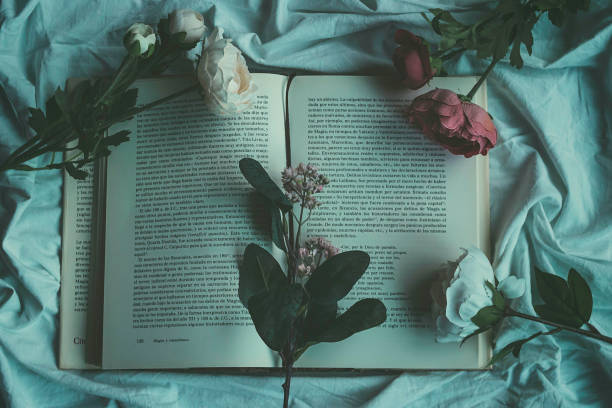 istock Romantic vintage style book surrounded by flowers 1186549439