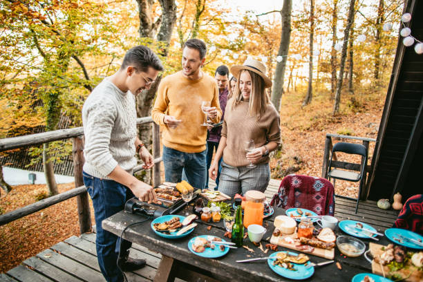 istock Lunch with friends in the forest 1186549499