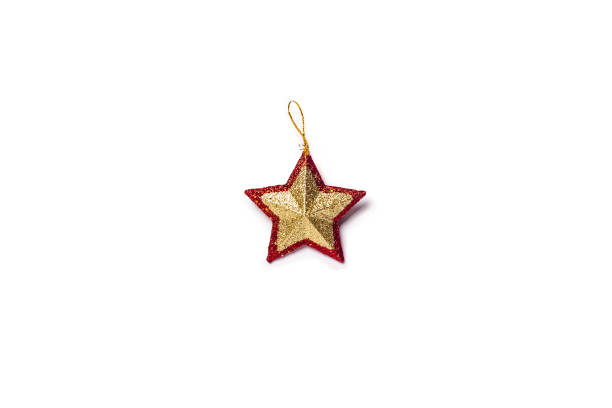 istock Christmas-tree decoration, star on a white background. Christmas concept, holiday. Isolate Flat lay, top view 1186564335