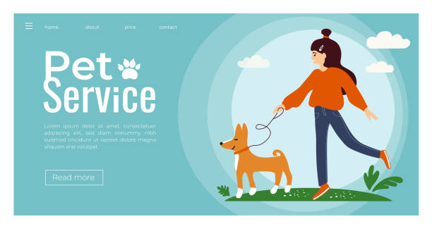 ilustrações de stock, clip art, desenhos animados e ícones de pet service template - clínica veterinária