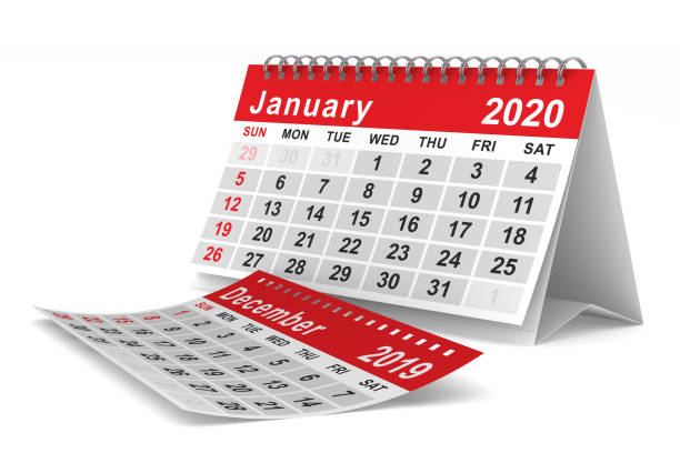 istock 2020 year. Calendar for January. Isolated 3D illustration 1186571979