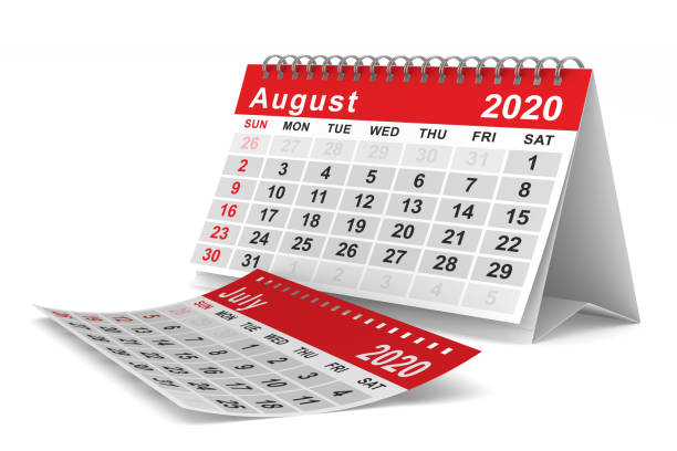 istock 2020 year. Calendar for August. Isolated 3D illustration 1186571985