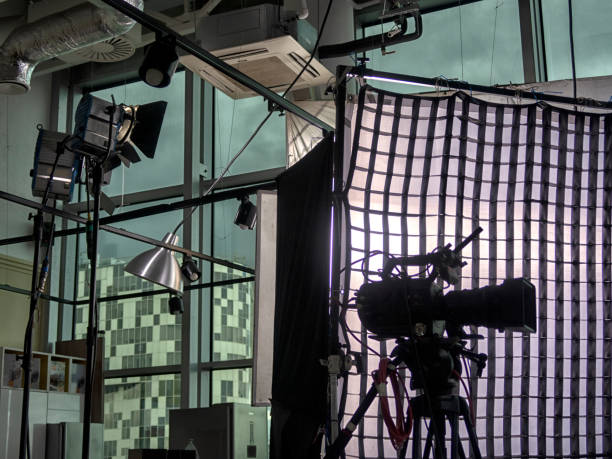 istock Professional digital video camera in the shooting pavilion. 1186576267