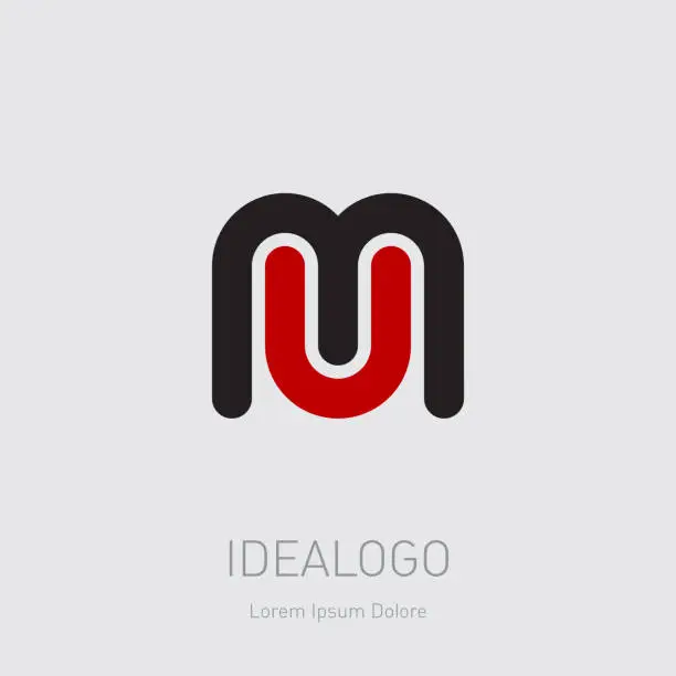 Vector illustration of M and U initials, logo. MU - monogram template or logotype. UM - design element or icon.