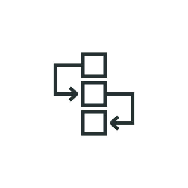 ilustrações, clipart, desenhos animados e ícones de ícone da linha de fluxo de trabalho - flowchart diagram organization algorithm