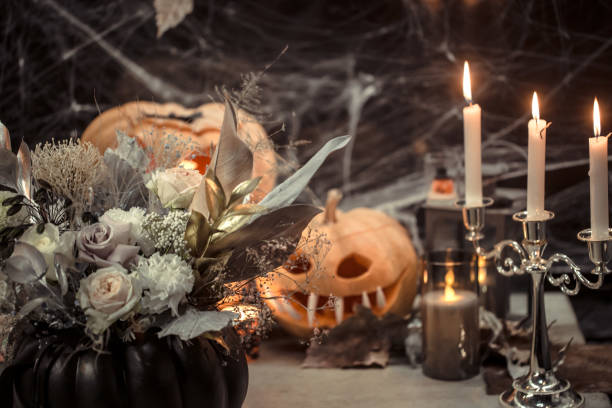 istock Halloween, decor elements and attributes of the holiday. 1186580163