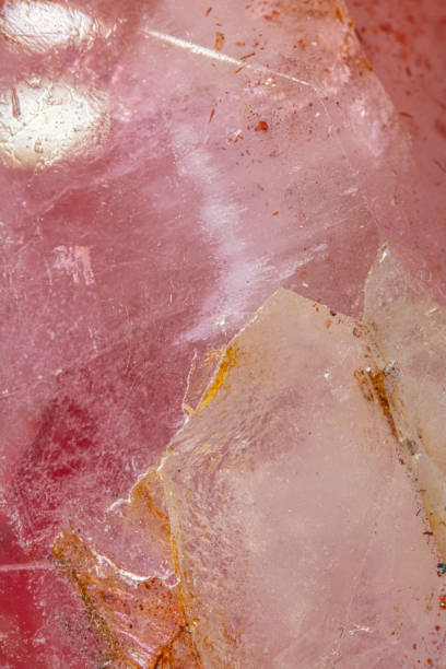 Semi Precious Pink Purple Gemstone Quartz Crystal Close Up stock photo