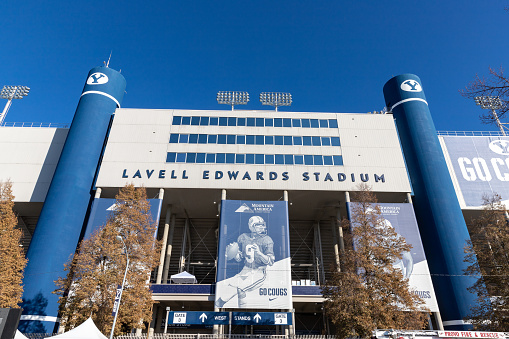 November 9, 2019 - Provo, UT, USA: Lavell Edwards Stadium on the campus of Brigham Young University, primarily used for college football