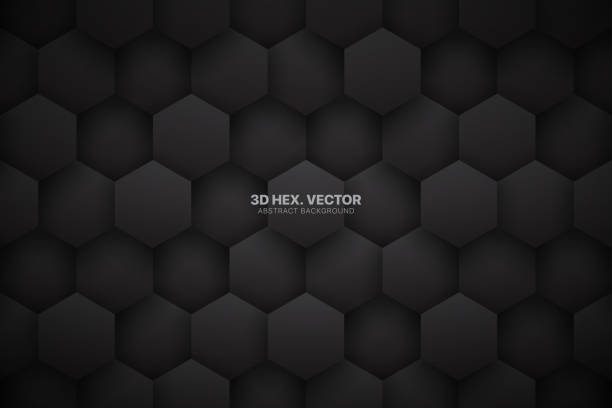 ilustrações, clipart, desenhos animados e ícones de dark gray 3d vector tech hexagonal blocos padrão de fundo abstrato - comb abstract black clean