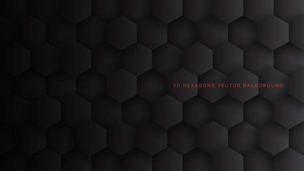 ilustrações, clipart, desenhos animados e ícones de tech 3d vector hexagon bloqueia fundo abstrato de tecnologia cinza escuro - comb abstract black clean